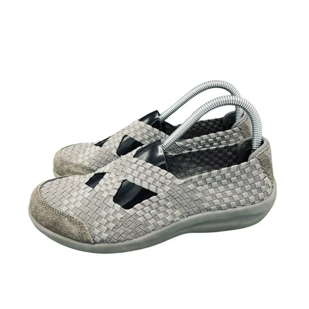 Skechers Weave Criss Cross Comfort Shoes Gray Size 6.5 Women Closed Toe Slip On - Picture 7 of 8